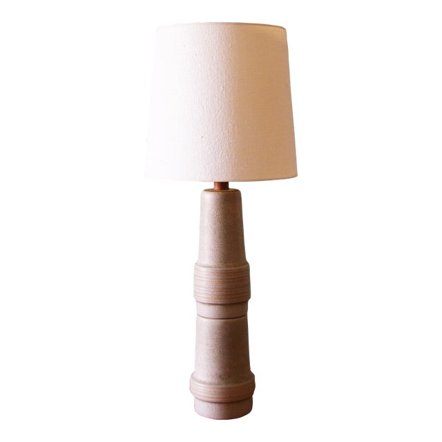 1960s Gordon and Jane Martz M145 Tall Lamp for Marshall Studios Light Gray Brown Specks 46" For Sale