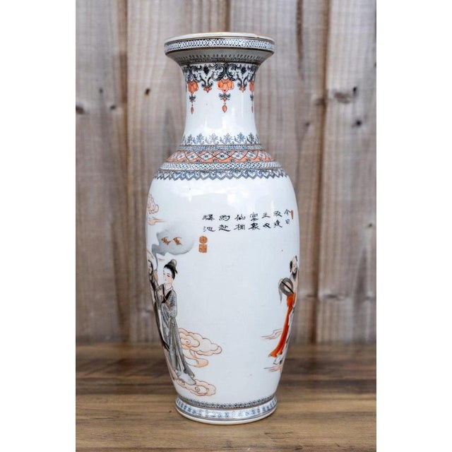 20th Century Chinese Famille Rose Grisaille & Iron Red Porcelain Vase For Sale - Image 4 of 18