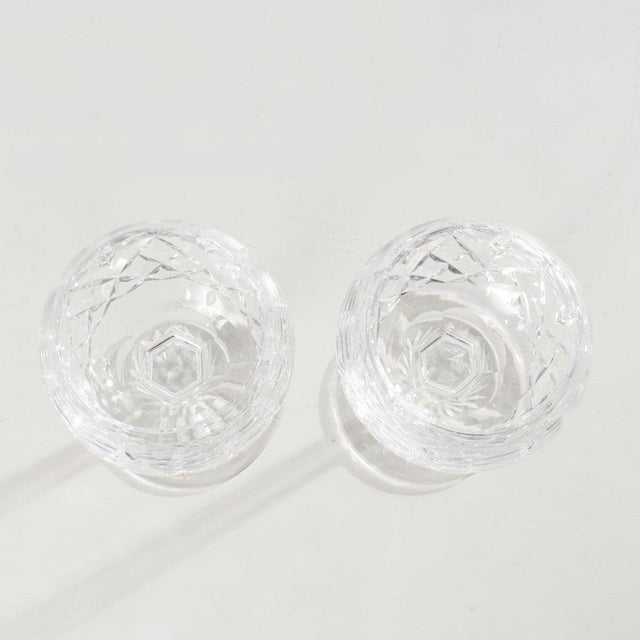 Beautifully cut pair of Limore wine glasses. Excellent addition to a fine dining set or to add a sharp look to your bar...