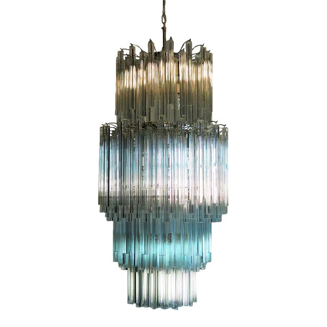 Large Multicolored Quadriedri Murano Glass Chandelier from Mazzega, 1984 For Sale