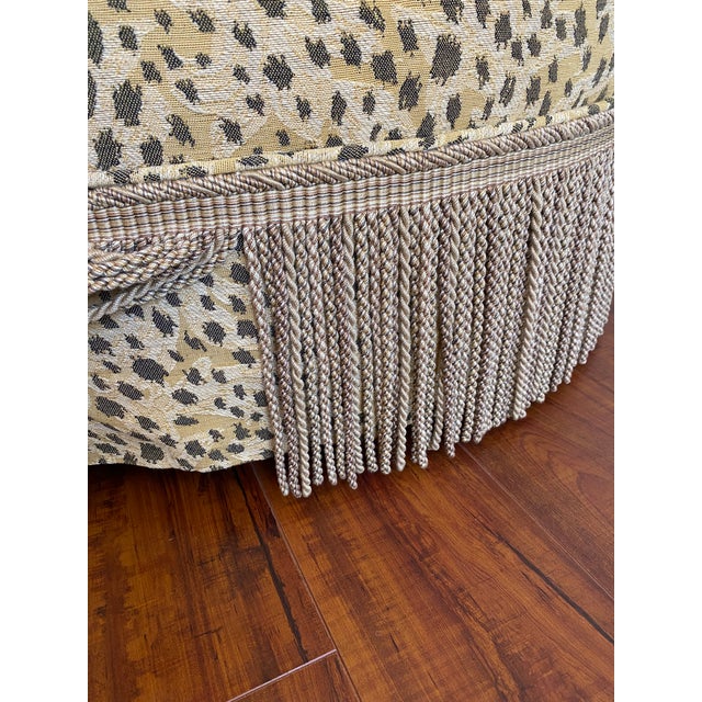 Leopard Print Round Tufted Ottoman With Fringe Chairish