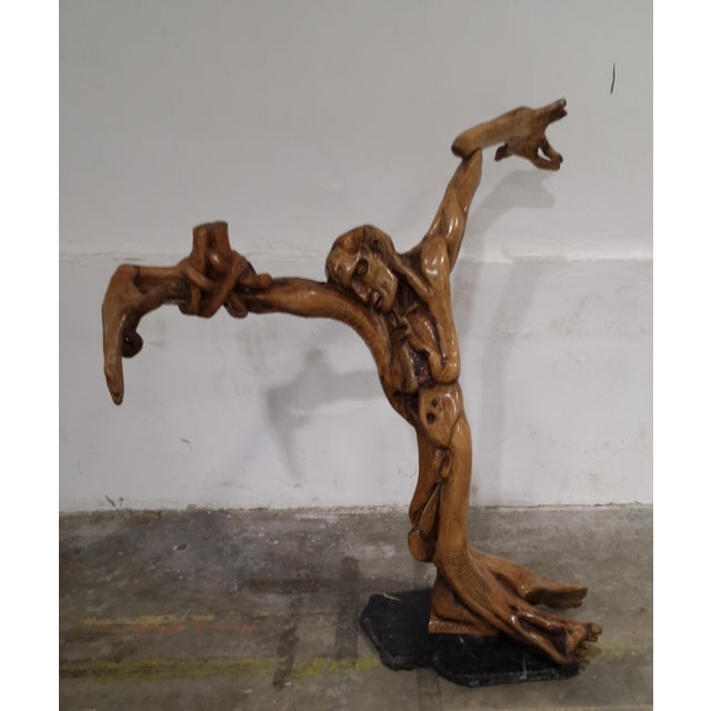 Tiburzi sculpture in olive wood the sculpture is in excellent state of conservation , signed tiburzi, a large christ in...