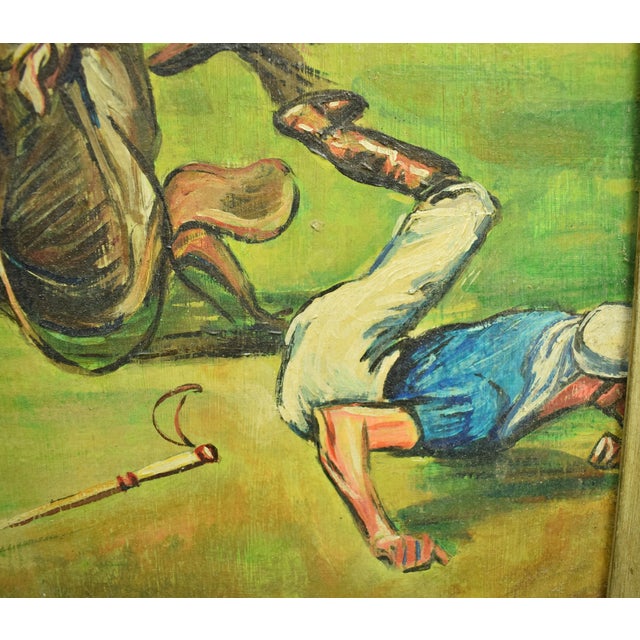 Textile Polo Match C1950s Acrylic on Canvas by Larry Golden For Sale - Image 7 of 7