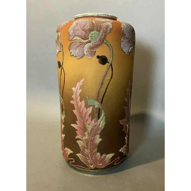 Antique Nippon Coralene Floral Decorated Porcelain Vase, Circa 1900 For Sale - Image 6 of 11