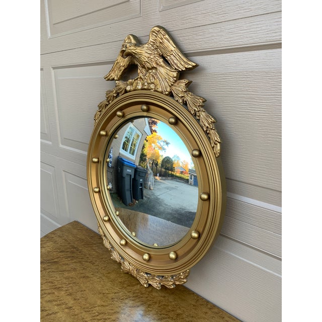 American American Federal Giltwood Eagle Bullseye Convex Mirror For Sale - Image 3 of 12
