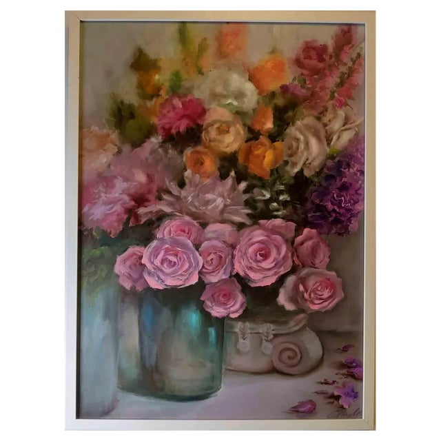 Elena Mardashova, Colorful Roses, Oil on Canvas, 2020 For Sale