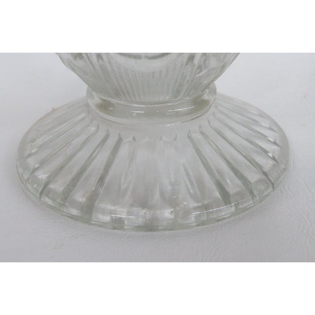 Jeannette Iris and Herringbone Footed Pitcher Clear Glass Embossed Design 4863b For Sale In Miami - Image 6 of 15