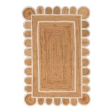 White Trim Jute Scallop Braided Handmade Rug For Sale