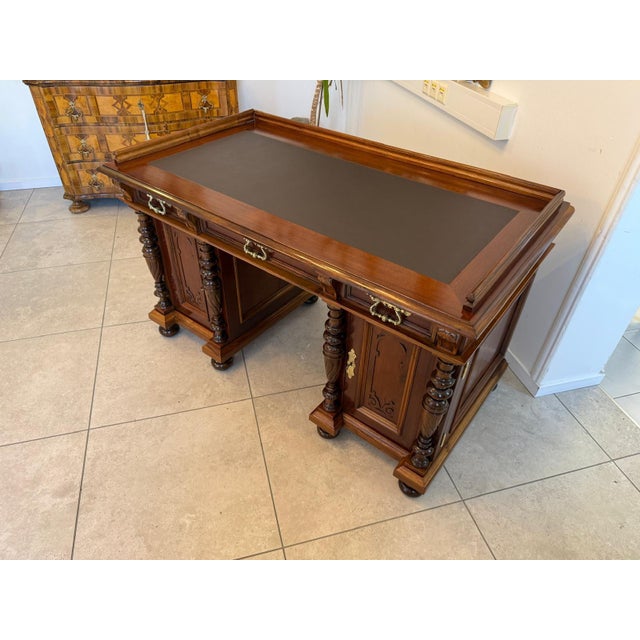 Brown Gründerzeit Column Desk in Walnut For Sale - Image 8 of 18