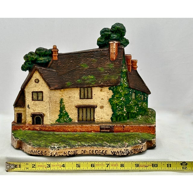 Rare & Large Antique Sulgrave Manor George Washington Ancestral Home Cast Iron Doorstop by Greenblatt Studios - Dated 1925 For Sale - Image 17 of 18