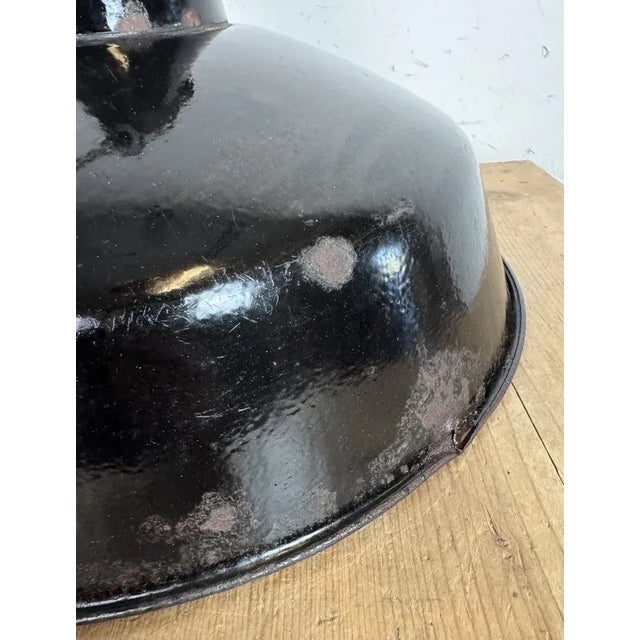 Industrial Black Enamel Factory Lamp with Cast Iron Top from Elektrosvit, 1950s For Sale - Image 17 of 18