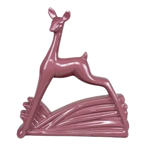 Mid-Century Art Deco Pink Porcelain Deer Sculpture by Haeger - 18"