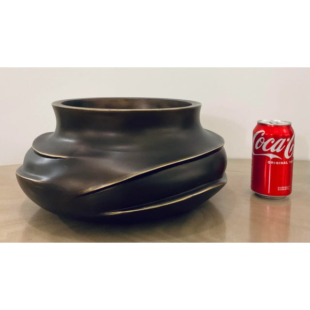 Stylish John Richard Modern Bronze Short Surco Vase, composite, showroom floor sample