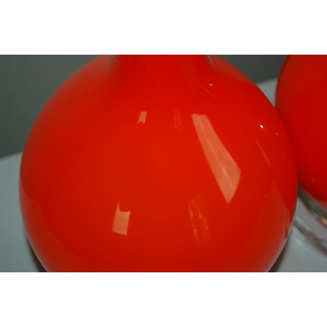 Orange Vintage Murano Long Neck Red Orange Lamps For Sale - Image 8 of 11