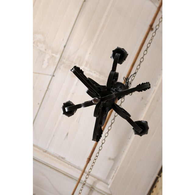 Mid 20th Century Vintage French Iron 3-Light Chandelier For Sale - Image 5 of 11