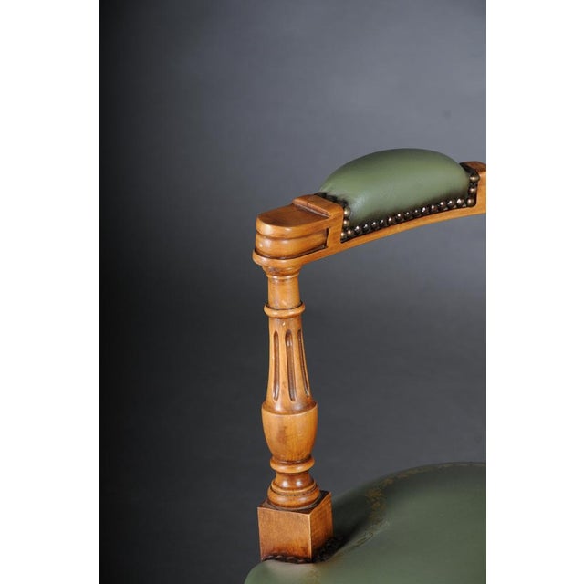 20th Century English Armchair in Leather and Yew Wood For Sale - Image 12 of 18