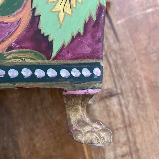 Metal Vintage Hand Painted Oblong Lion Paw Footed Cachepot Planter For Sale - Image 7 of 9