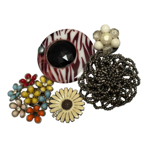 Vintage Set of Five Midcentury Upcycled Jewelry Magnets