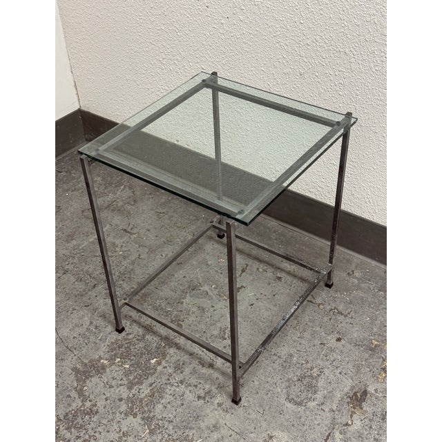 Metal Contemporary Glass Top Side Table For Sale - Image 7 of 12