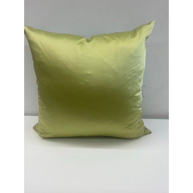 Luxurious pillow custom made from Designer’s Guild fabric. Velvet front and green silk back. Extra fluffy feather down...