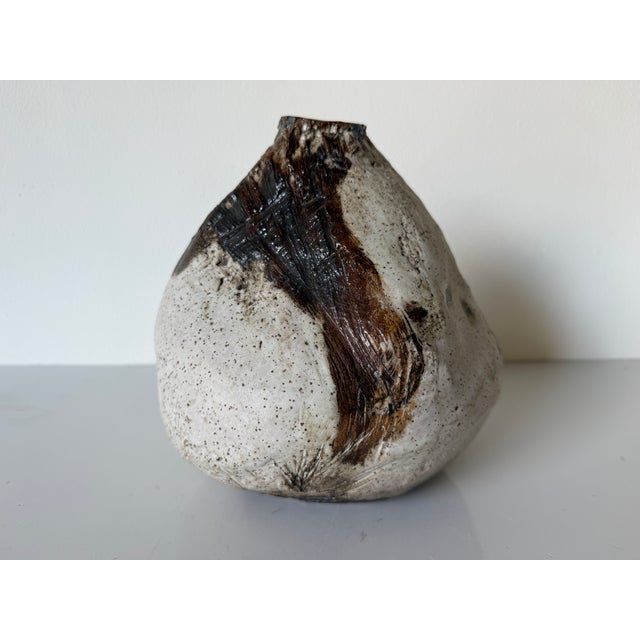 Mid-Century Modern Vintage Organic Studio Art Pottery Ceramic Vase For Sale - Image 3 of 13