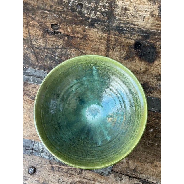 Vintage Studio Pottery Green Bowl For Sale - Image 9 of 15