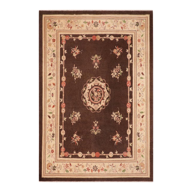 Bohemian Heriz Ziegler Brown Beige Hand-Knotted Rug - 8'4'' X 9'9'' For Sale