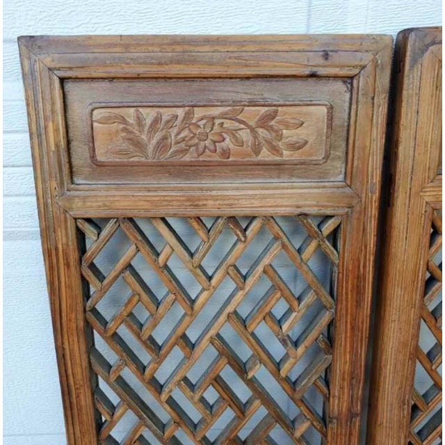 Late 19th Century Antique Chinese Carved Handcrafted Wood Panels- Set of 3 For Sale In San Diego - Image 6 of 12