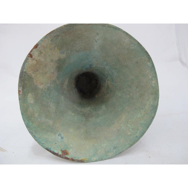 Metal Chinese Archaic Bronze Ware Fengshui Ritual Vessel Hu Vase With Dragon Handles For Sale - Image 7 of 14