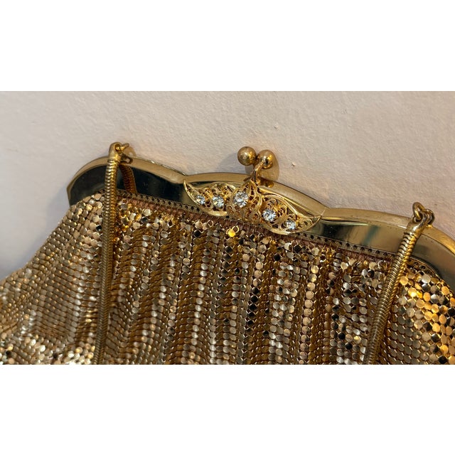 1950s 1950s Gold Mesh/Rhinestone Snap Top Evening Purse For Sale - Image 5 of 5