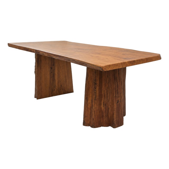 Custom Mesquite Natural Wood Dining Table - Handcrafted, Solid Slab, Gallery Quality For Sale