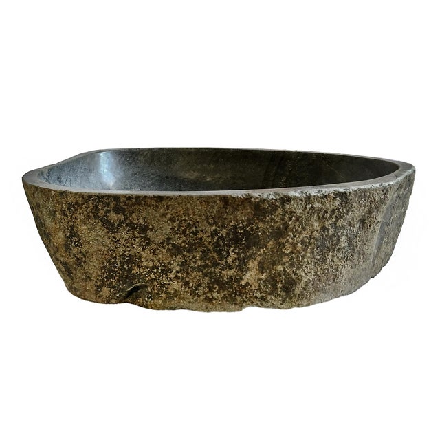 Polished Stone Bowl From Indonesia, Organic Modern Design For Sale - Image 4 of 18