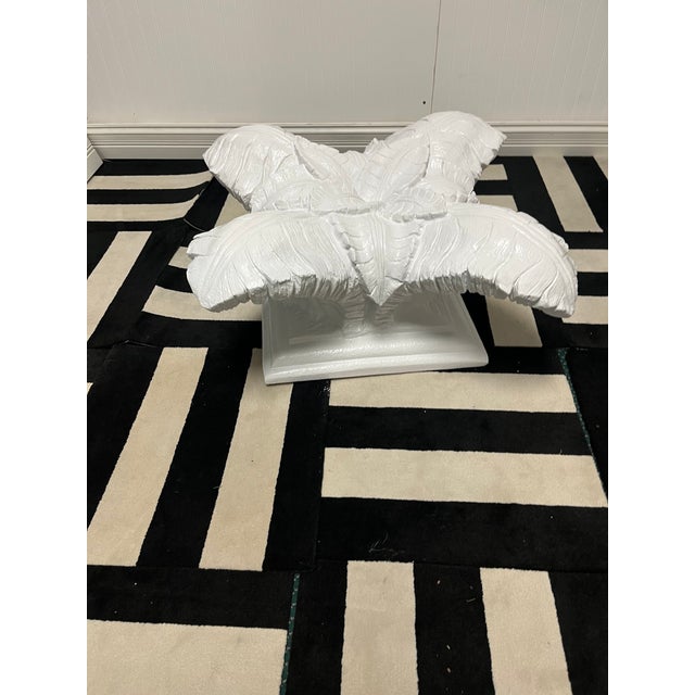 White Vintage Like Serge Roche Hollywood Regency Palm Leaf Coffee Table Pedestal For Sale - Image 8 of 12