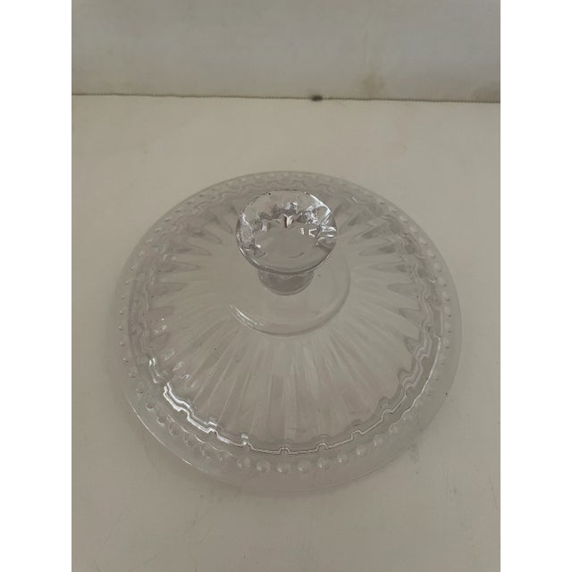 Glass 1930s Art Deco Rona Crystal Glass Lidded Biscuit/Cookie Jar Marked For Sale - Image 7 of 8