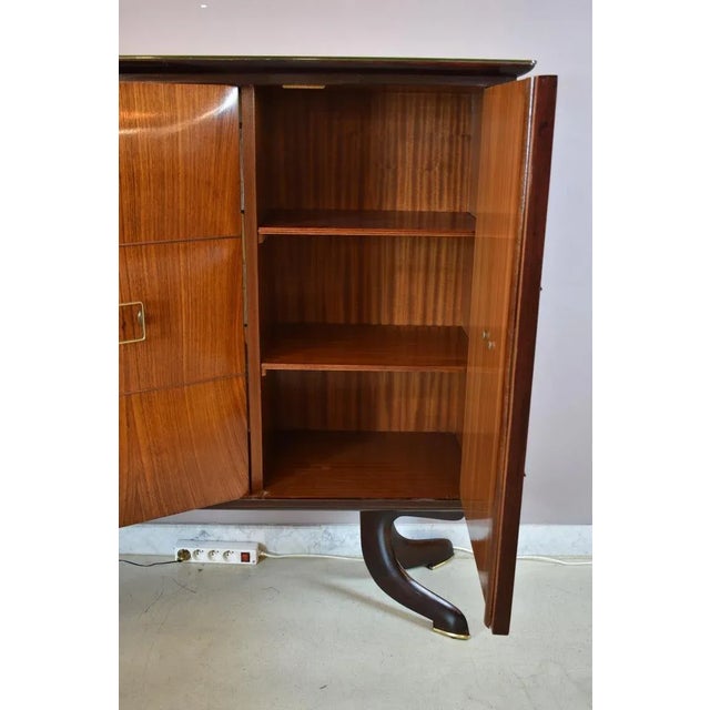 Vintage Italian Walnut and Brass Bar Cabinet Attributed to Paolo Buffa, 1940s For Sale - Image 10 of 12