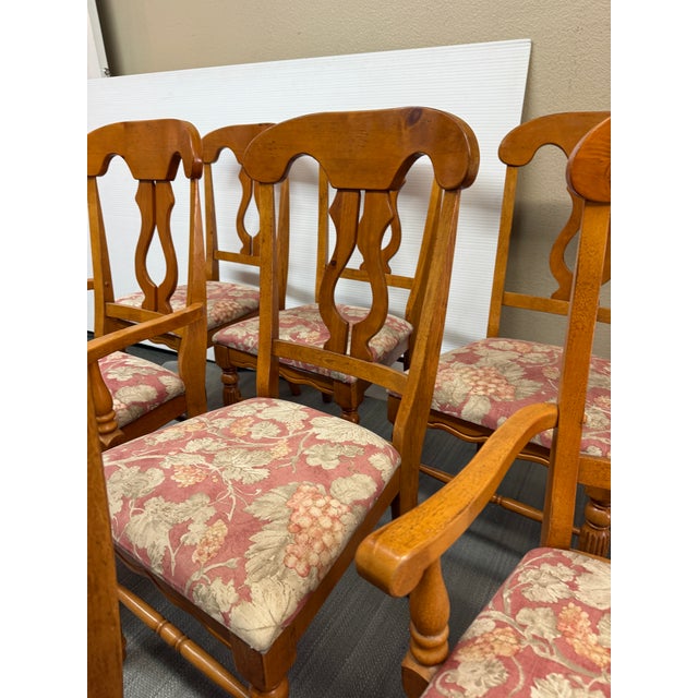 Fiddleback Splat Floral Dining Chairs, Set of Eight For Sale - Image 4 of 12