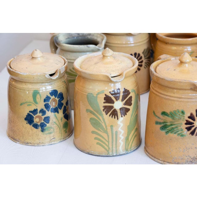 19th Century French Terracotta Pottery Pitchers with Floral Decor For Sale - Image 10 of 10