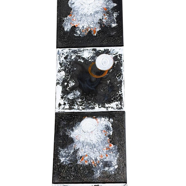 2000 - 2009 SeT of Four Black & White Acrylic and Ink Paintings on Canvas Titled La Luna For Sale - Image 5 of 10