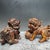 Wood Late 20th Century Pair of Boxwood Carved “Ruyi Lion” Statues – Auspicious Chinese Wood Sculpture Set For Sale - Image 7 of 9