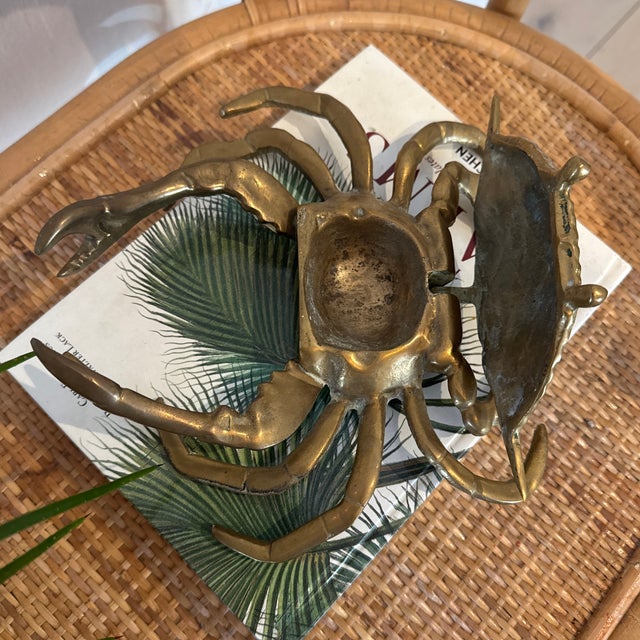 Mid 20th Century Large Vintage Brass Crab Ashtray/Trinket Box For Sale - Image 5 of 10