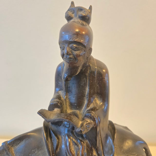 18th Century Antique Bronze Scholar on Horse Incense Burner 1800 Ad With Original Bill of Sale From Yamanaka & Co LTD Kyoto For Sale - Image 5 of 17