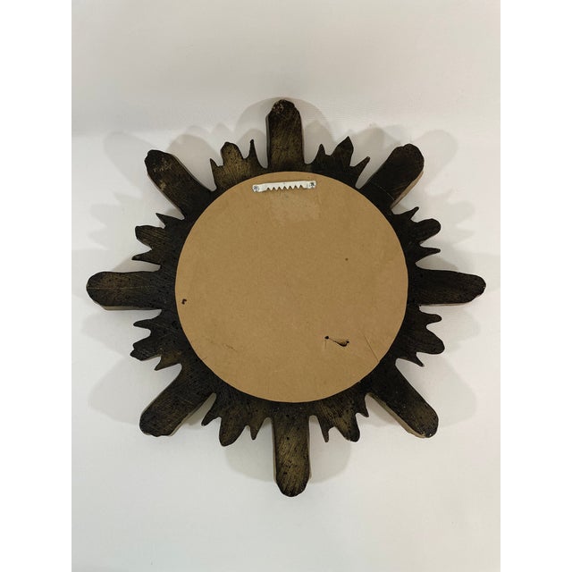 Vintage Mid Century 16.5" Creamy Giltwood Sunburst Wall Mirror For Sale - Image 13 of 18