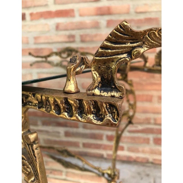 Rococo French Style Bronze Bar Cart with Wheels, Mid-20th Century For Sale - Image 3 of 11