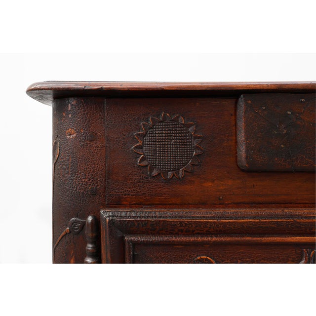 Wood French Provincial Carved Cabinet with Great Patina, 1841 For Sale - Image 7 of 18