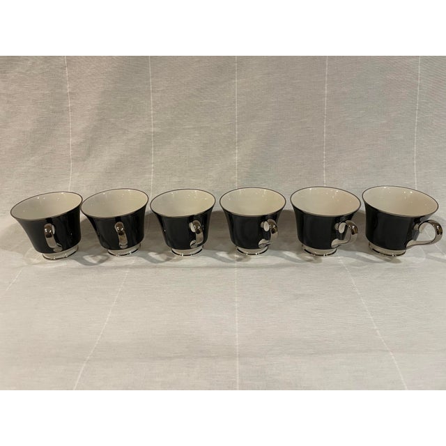 English 1970s Coffee or Tea Service in Black and White With Platinum Trim in the Carico Mystique Pattern - 14 Pieces For Sale - Image 3 of 9