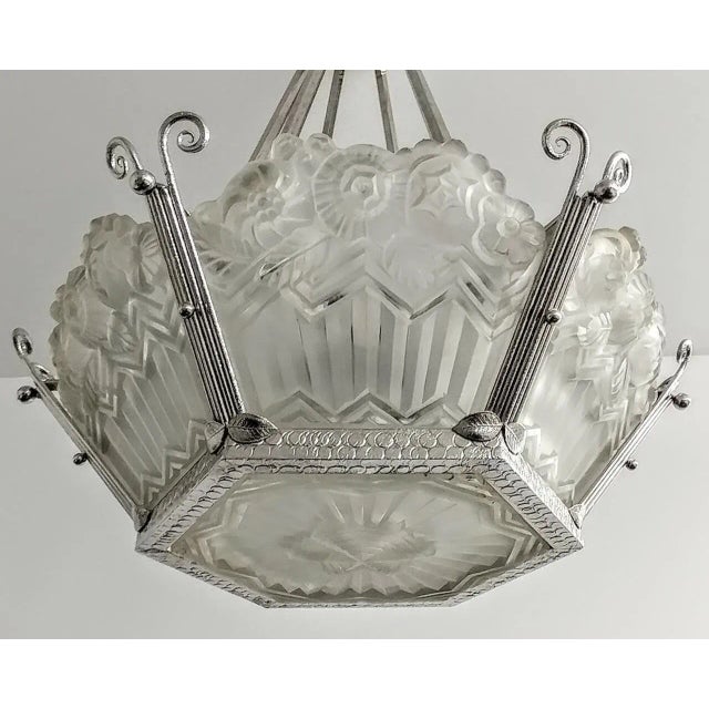 Jean Noverdy French Art Deco Pendant Chandelier by Noverdy For Sale - Image 4 of 9
