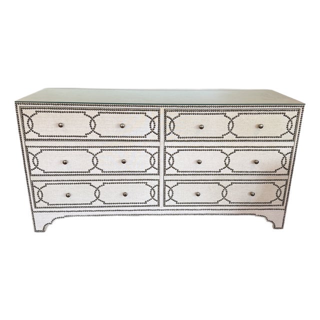 Linen Wrapped Dresser by Bernhardt For Sale