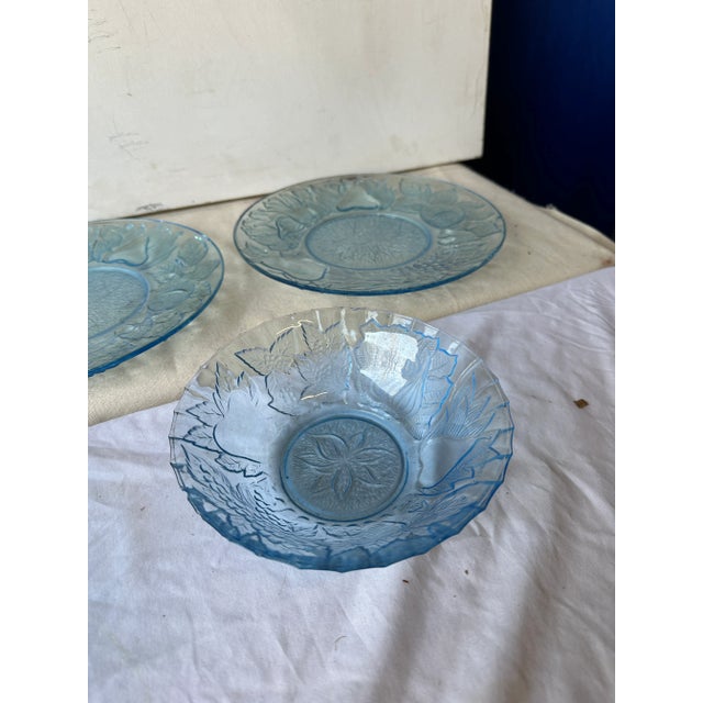 1970s Set of 5 1970s Blue Glass Plates For Sale - Image 5 of 10