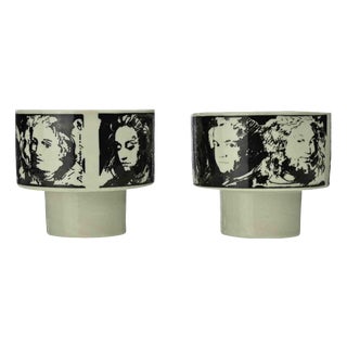 Vintage Porcelain Cups by Pietro Annigoni, 1980s, Set of 2 For Sale