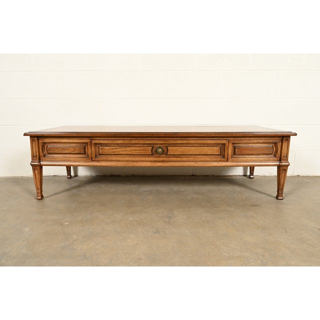 Thomasville Thomasville French Regency Louis XVI Carved Pecan Wood Coffee Table or Cocktail Table, Circa 1960s For Sale - Image 4 of 17